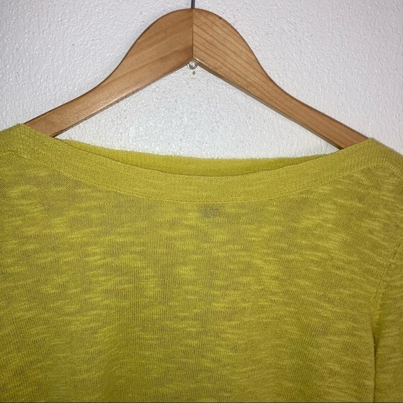 Eileen Fisher Slub Knit Boat Neck Womens Top S Green Yellow - Picture 2 of 5